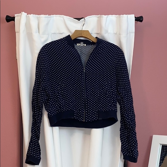 Urban Outfitters Jackets & Blazers - Cropped Polka Dot Bomber Jacket